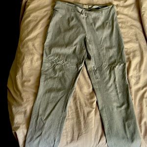 Stretch side zip ankle length thin striped stretchy work pants